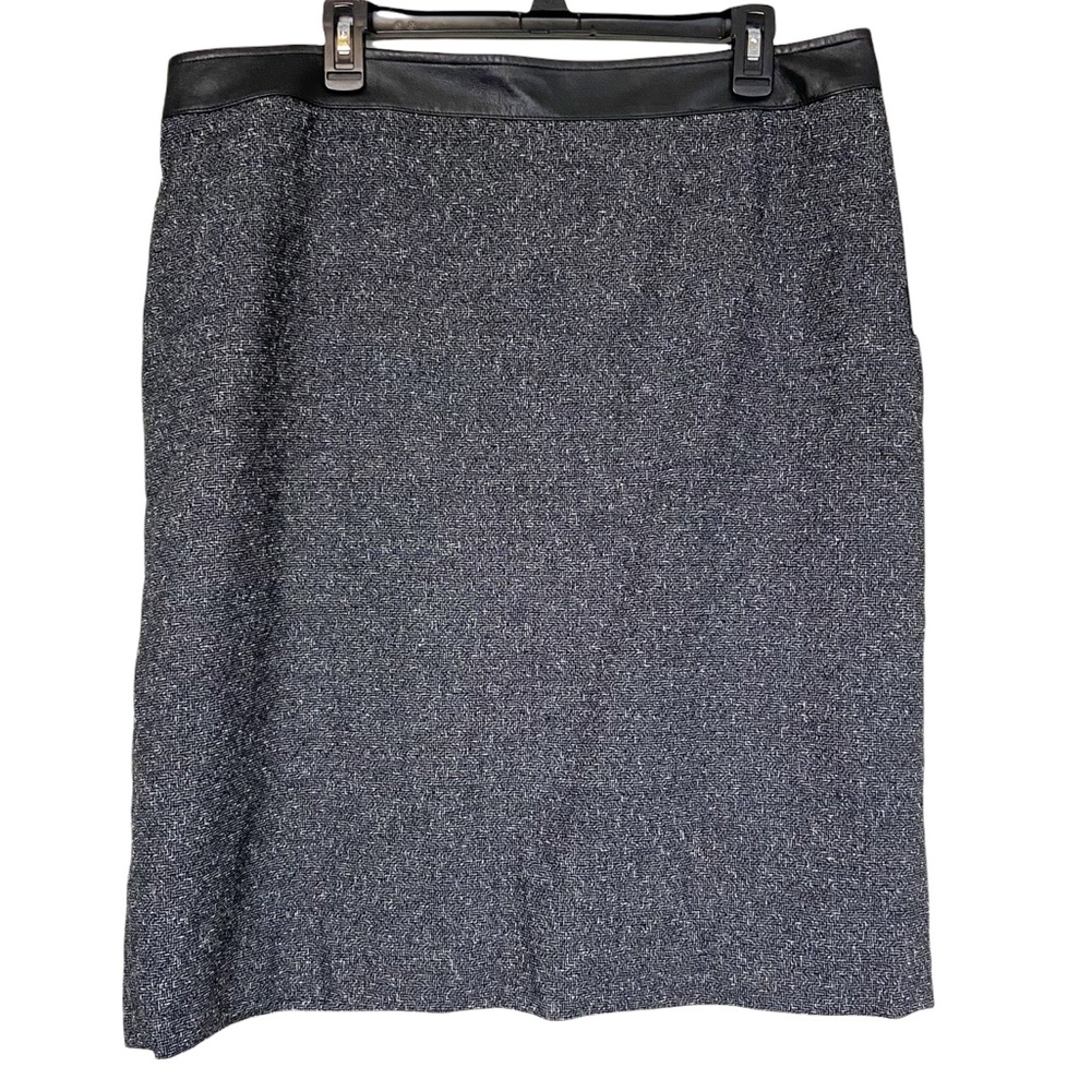 Kate Hill gray pencil skirt leather trim wool blend NWT 18W